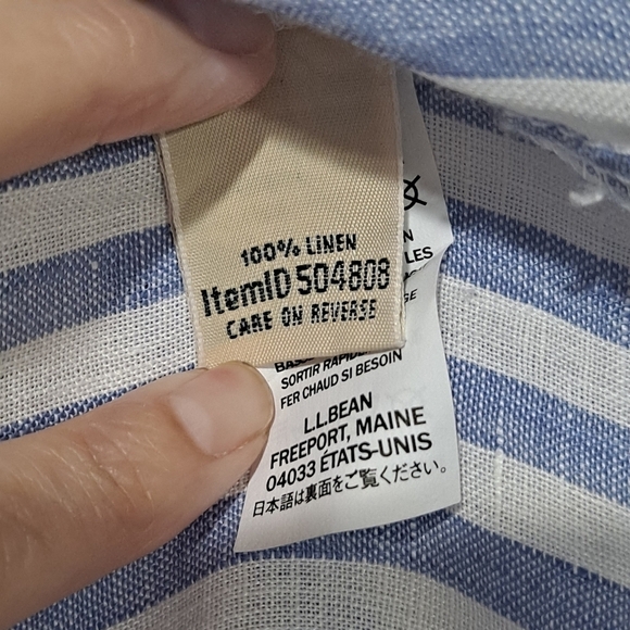 LL Bean Size XS 100% Linen blue and white striped tunic - Picture 7 of 9